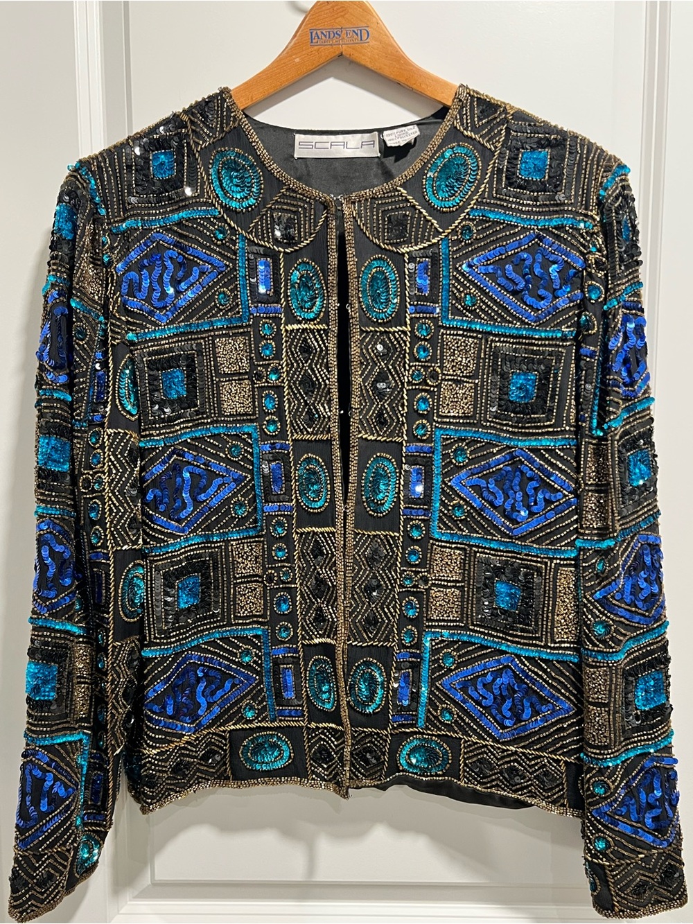 Scala 1980s Vintage Women’s Embellished Silk Lined Evening Jacket Size M